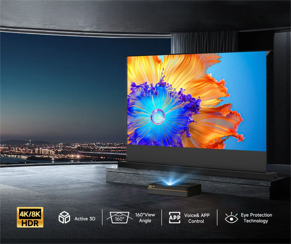 Easy View Auto-Lift Projector Screen - HD Motorized Home Theater Solution