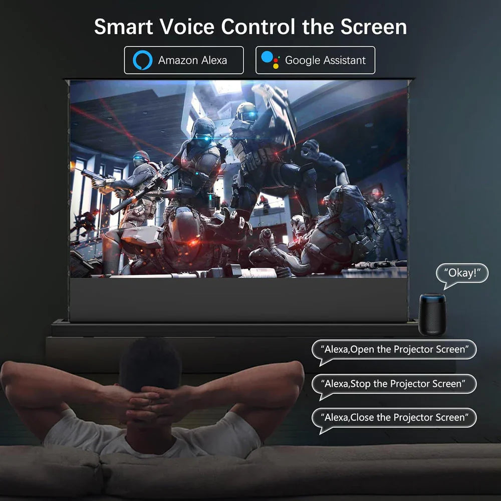 Easy View Auto-Lift Projector Screen - HD Motorized Home Theater Solution